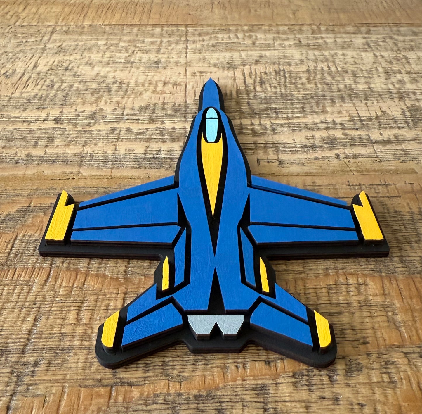 F-18 Magnet - Hand Painted Wooden Layered Magnet